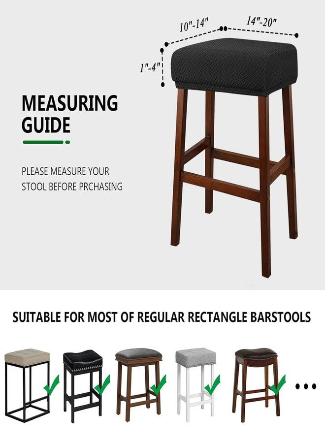 Lussenwert Stool Covers Rectangular Set of 4, Jacquard Vanity Stool Covers Stretch Washable Saddle Bar Stool Slipcover Bench Seat Protector with Elastic Bands Black - Image 3